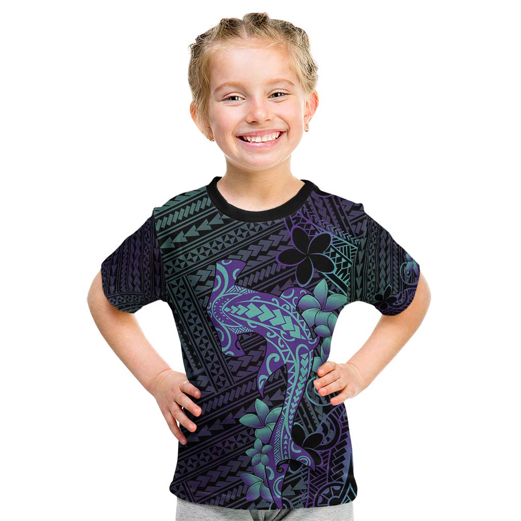 Purple Paradise Hawaii Kid T Shirt Hammerhead Shark Tattoo Curve Polynesian - Polynesian Pride