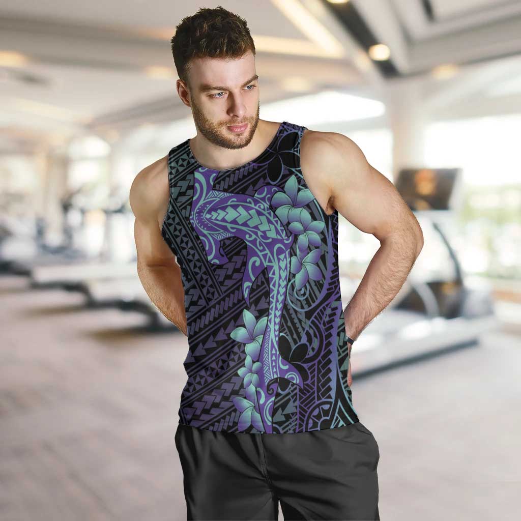Purple Paradise Hawaii Men Tank Top Hammerhead Shark Tattoo Curve Polynesian - Polynesian Pride