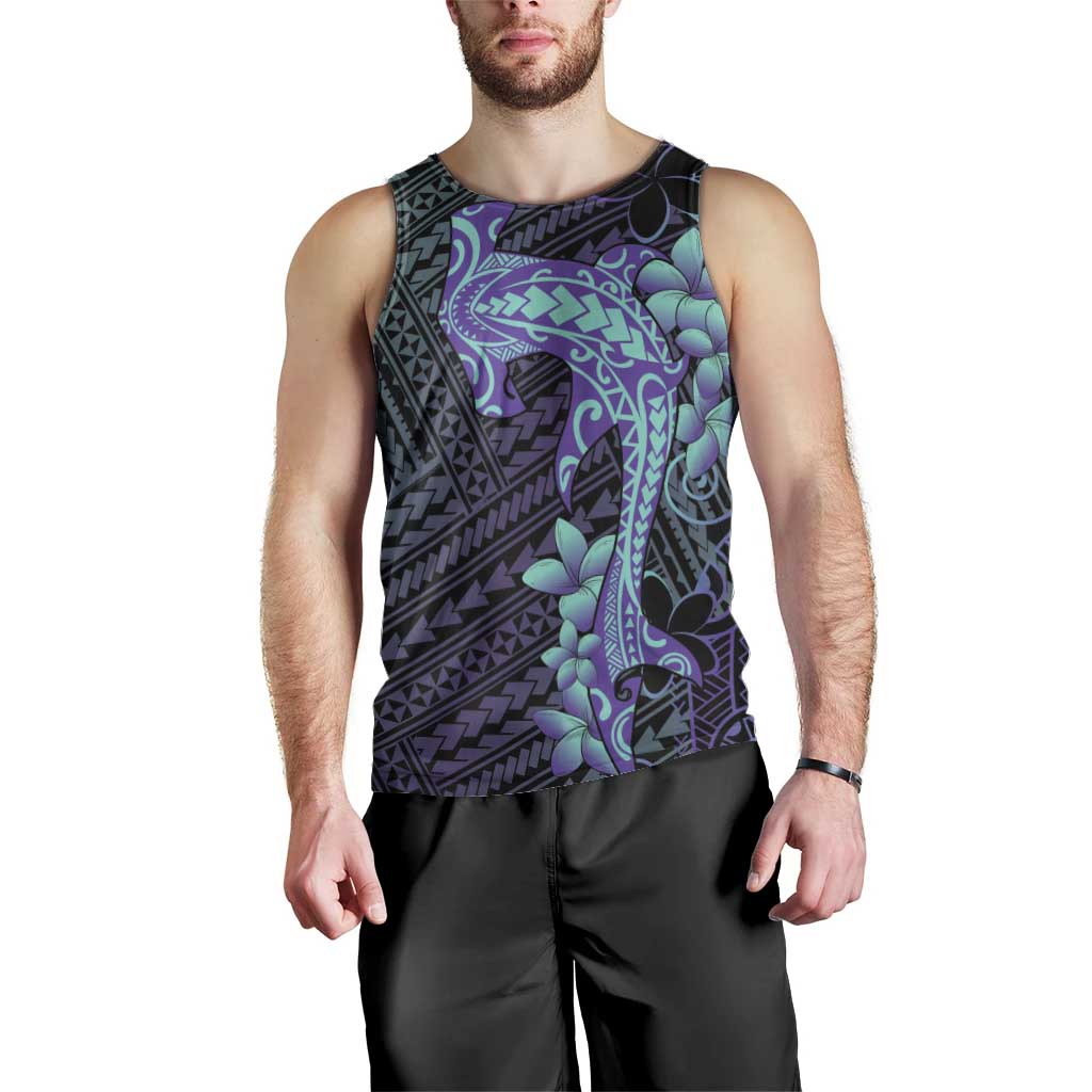 Purple Paradise Hawaii Men Tank Top Hammerhead Shark Tattoo Curve Polynesian - Polynesian Pride