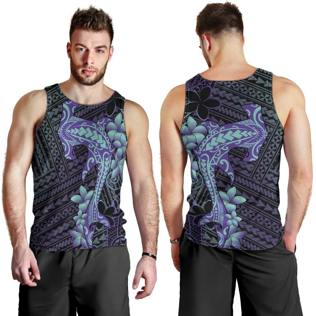 Purple Paradise Hawaii Men Tank Top Hammerhead Shark Tattoo Curve Polynesian - Polynesian Pride