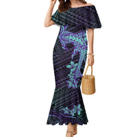 Purple Paradise Hawaii Mermaid Dress Hammerhead Shark Tattoo Curve Polynesian - Polynesian Pride