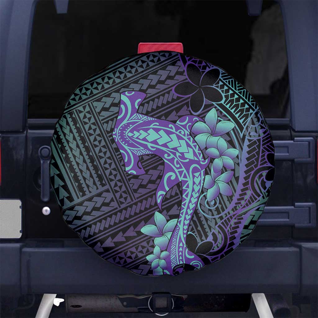 Purple Paradise Hawaii Spare Tire Cover Hammerhead Shark Tattoo Curve Polynesian - Polynesian Pride