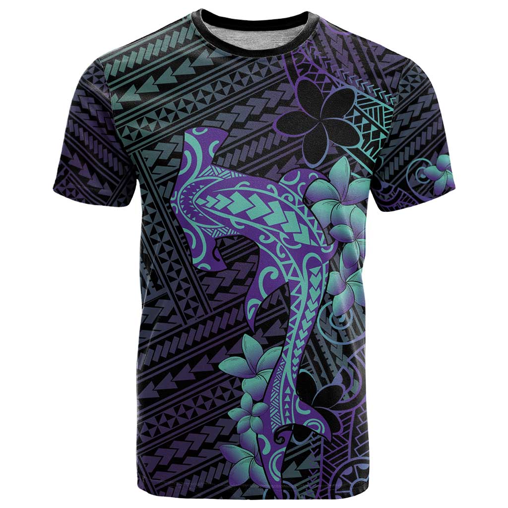 Purple Paradise Hawaii T Shirt Hammerhead Shark Tattoo Curve Polynesian - Polynesian Pride