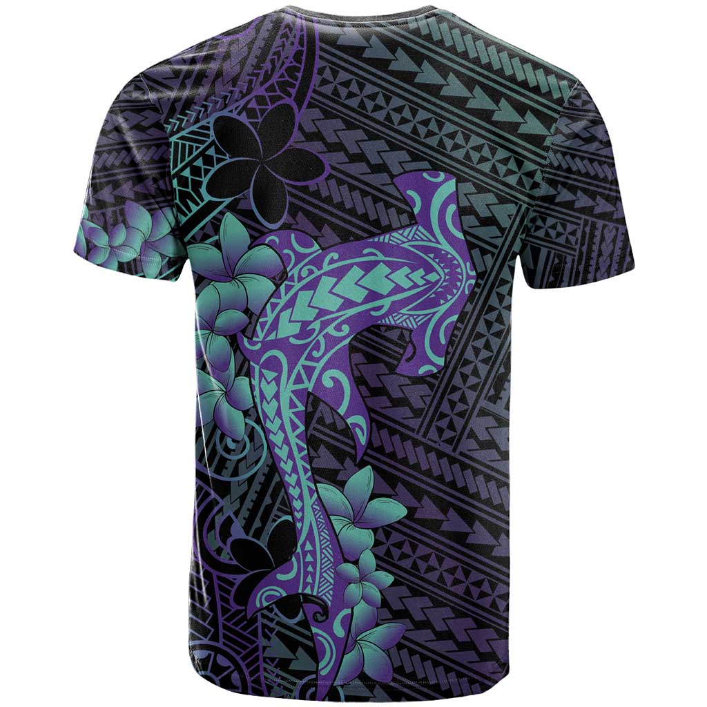Purple Paradise Hawaii T Shirt Hammerhead Shark Tattoo Curve Polynesian - Polynesian Pride
