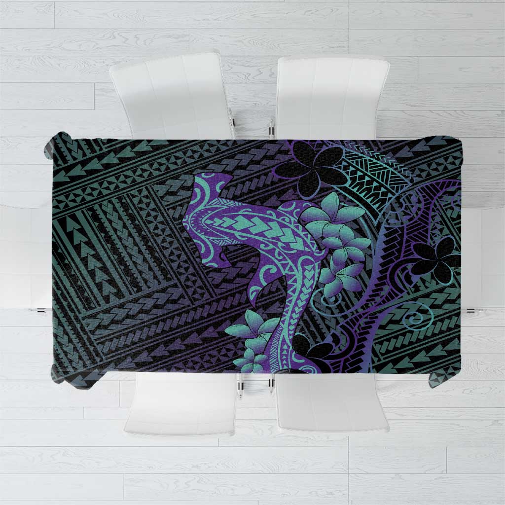 Purple Paradise Hawaii Tablecloth Hammerhead Shark Tattoo Curve Polynesian - Polynesian Pride