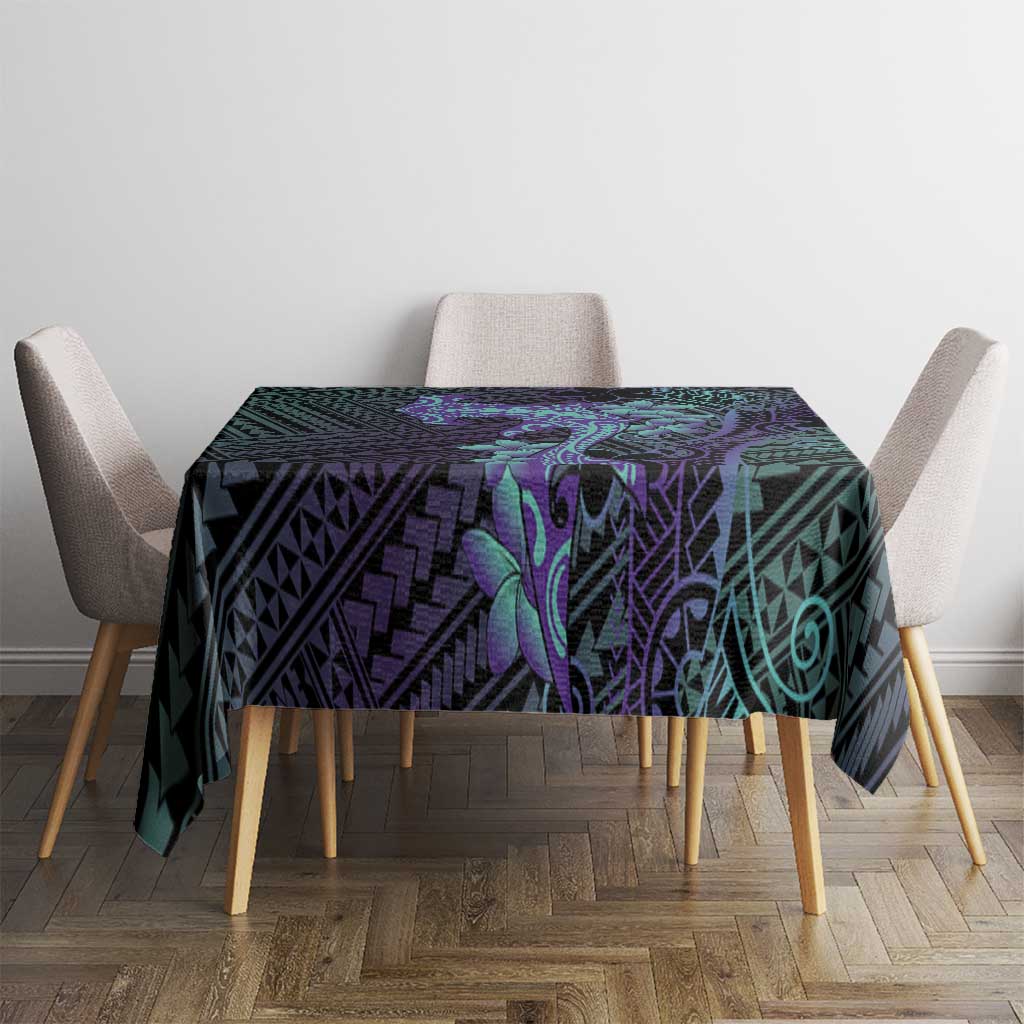 Purple Paradise Hawaii Tablecloth Hammerhead Shark Tattoo Curve Polynesian - Polynesian Pride