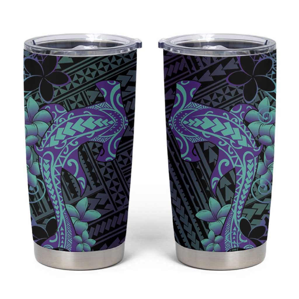 Purple Paradise Hawaii Tumbler Cup Hammerhead Shark Tattoo Curve Polynesian - Polynesian Pride