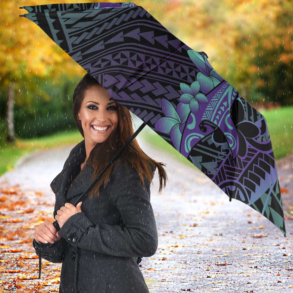 Purple Paradise Hawaii Umbrella Hammerhead Shark Tattoo Curve Polynesian - Polynesian Pride