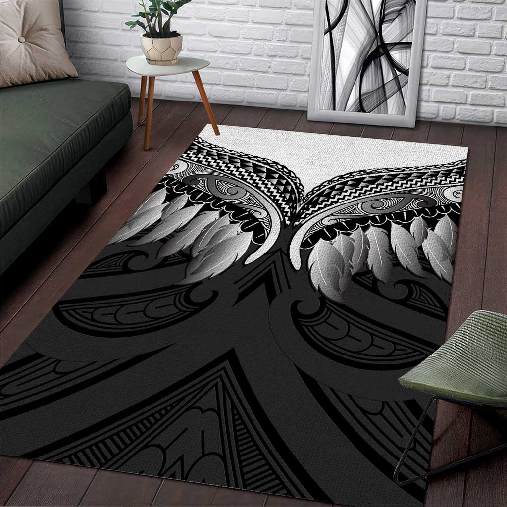 Poutama Korowai New Zealand Area Rug Aotearoa Maori Tattoo LT14 Black - Polynesian Pride