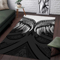 Poutama Korowai New Zealand Area Rug Aotearoa Maori Tattoo LT14 Black - Polynesian Pride