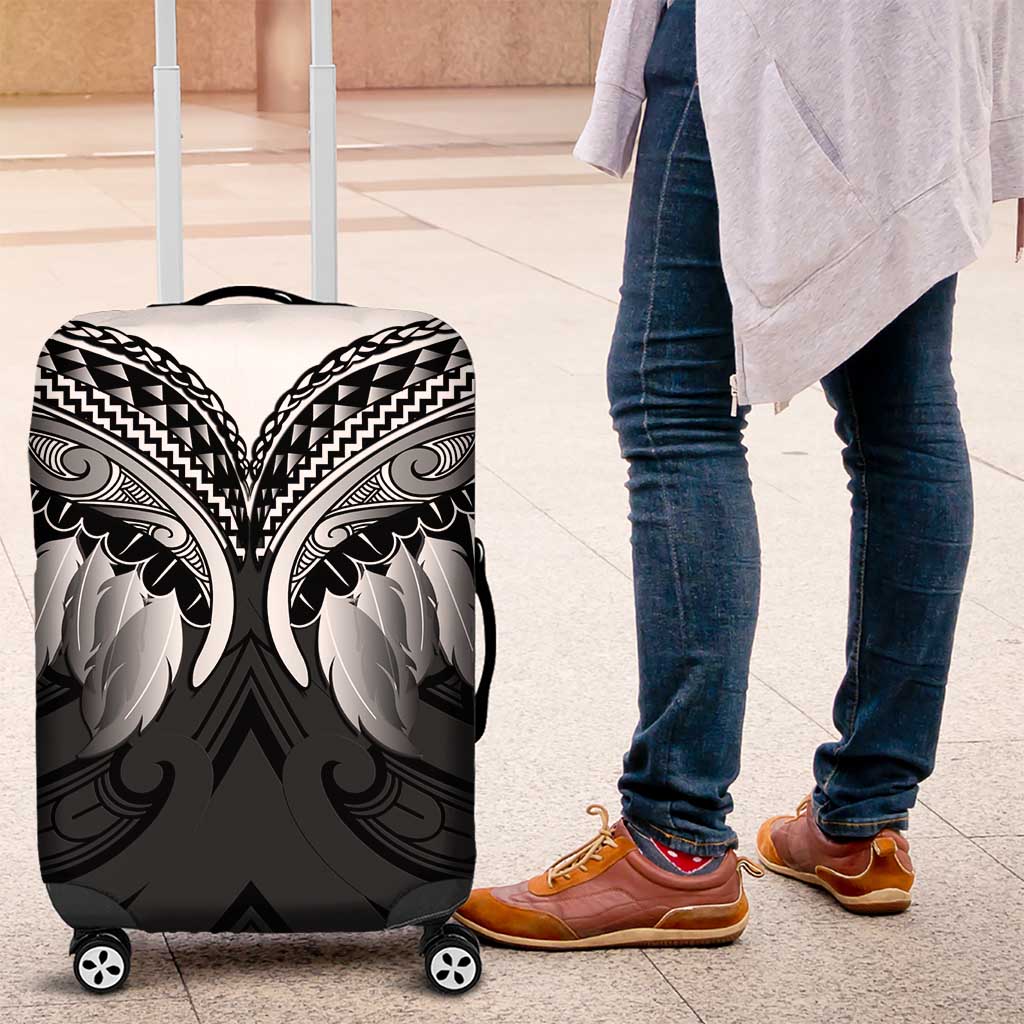 Poutama Korowai New Zealand Luggage Cover Aotearoa Maori Tattoo LT14 Black - Polynesian Pride