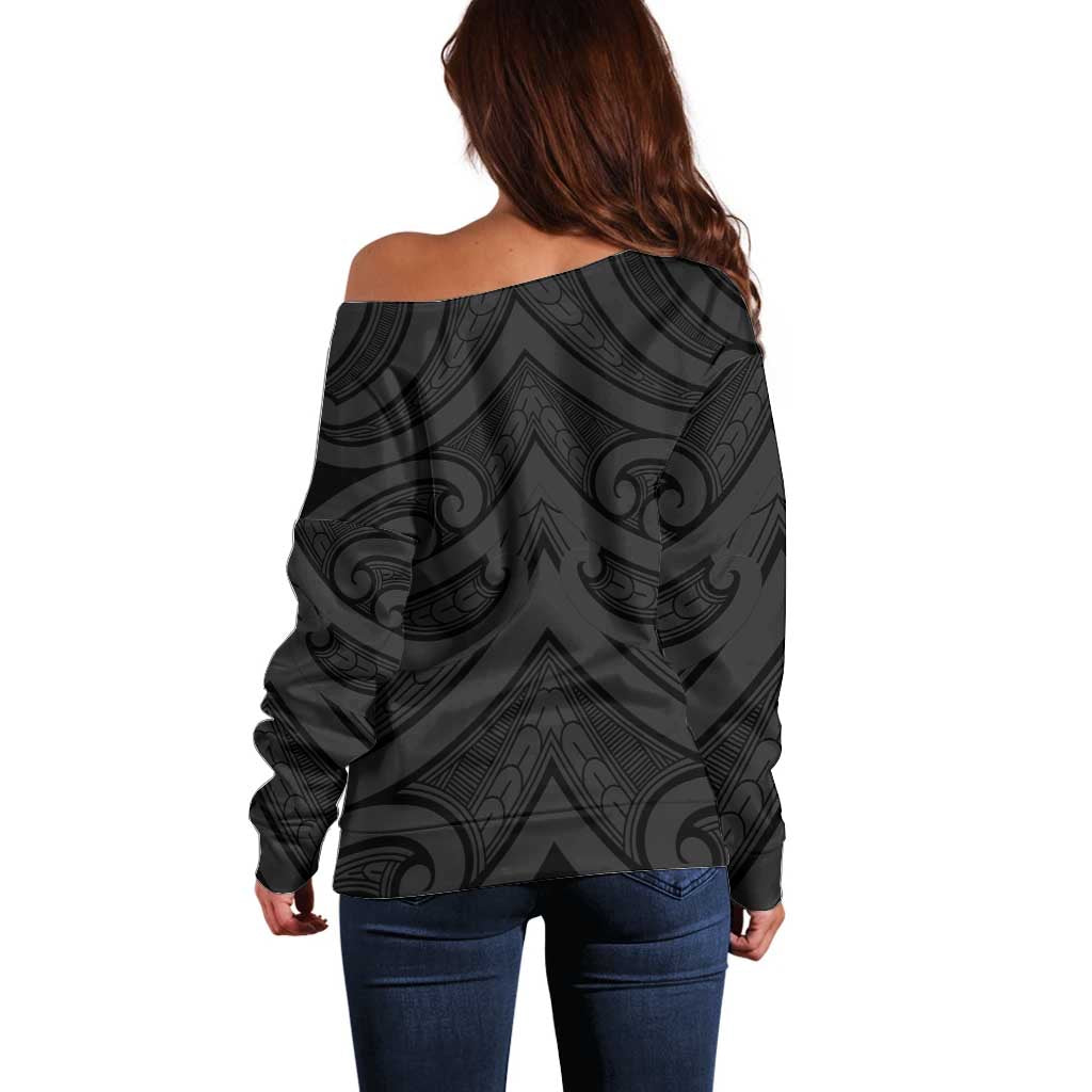 Poutama Korowai New Zealand Off Shoulder Sweater Aotearoa Maori Tattoo LT14 - Polynesian Pride