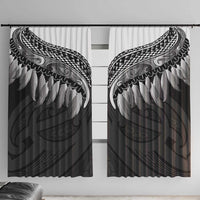 Poutama Korowai New Zealand Window Curtain Aotearoa Maori Tattoo LT14 With Hooks Black - Polynesian Pride