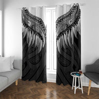 Poutama Korowai New Zealand Window Curtain Aotearoa Maori Tattoo LT14 With Grommets Black - Polynesian Pride