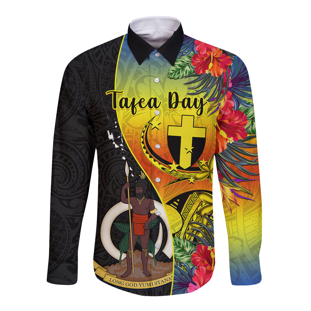 vanuatu-tafea-day-long-sleeve-button-shirt-coat-of-arms-mix-tropical-flowers