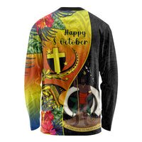 Vanuatu Tafea Day Long Sleeve Shirt Coat Of Arms Mix Tropical Flowers LT14 - Polynesian Pride