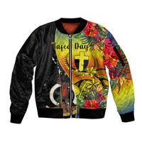 vanuatu-tafea-day-sleeve-zip-bomber-jacket-coat-of-arms-mix-tropical-flowers