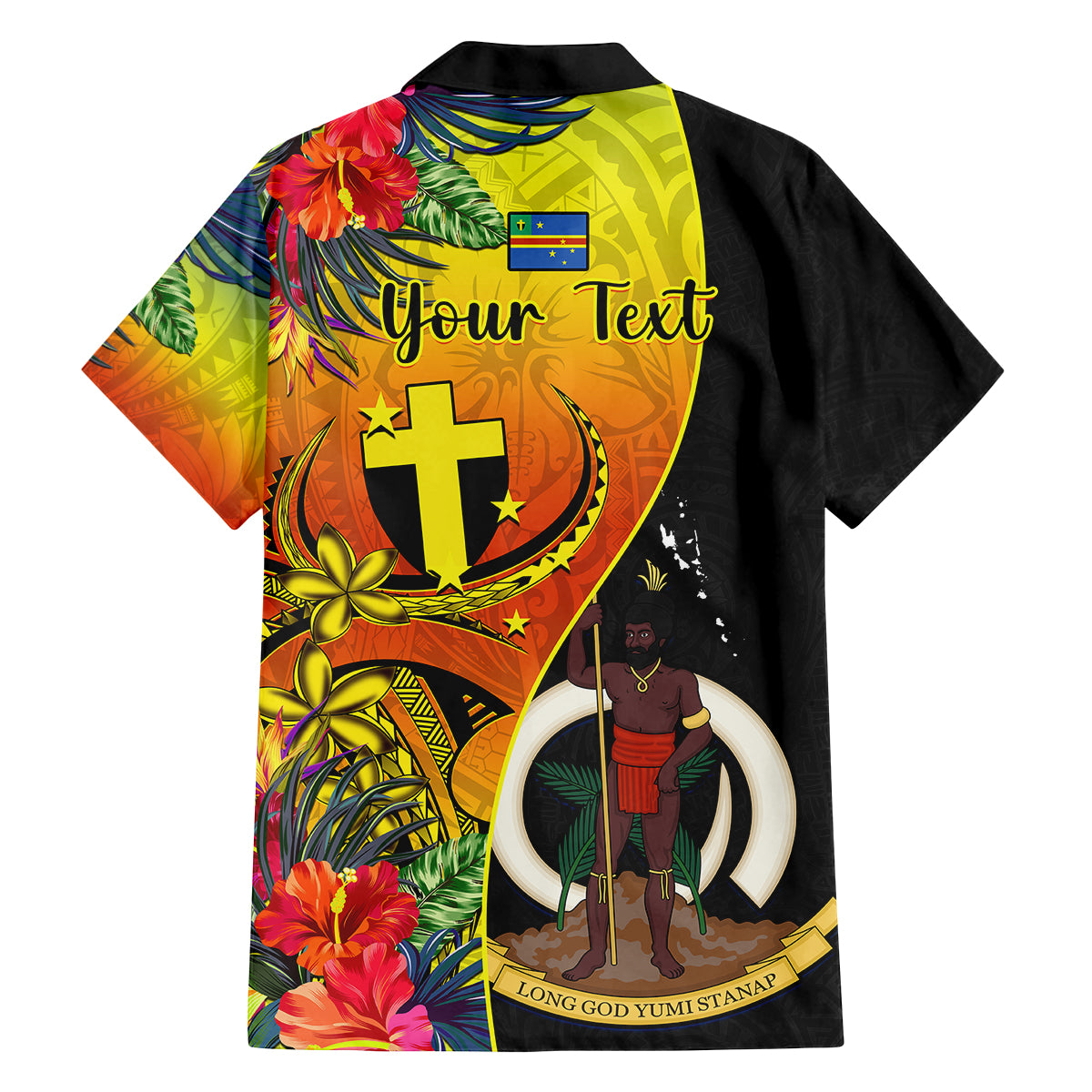 Personalised Vanuatu Tafea Day Family Matching Off Shoulder Maxi Dress and Hawaiian Shirt Coat Of Arms Mix Tropical Flowers LT14 - Polynesian Pride