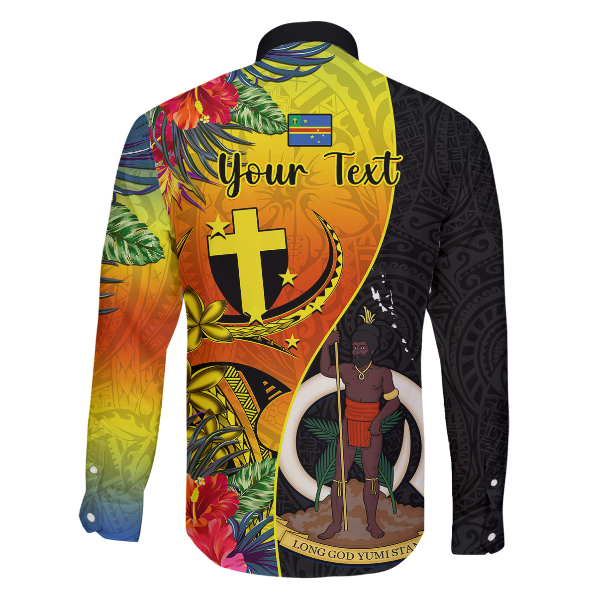 Personalised Vanuatu Tafea Day Family Matching Tank Maxi Dress and Hawaiian Shirt Coat Of Arms Mix Tropical Flowers LT14 - Polynesian Pride