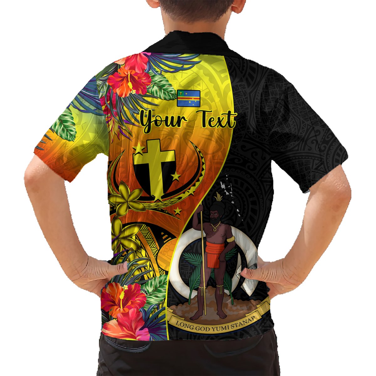 Personalised Vanuatu Tafea Day Hawaiian Shirt Coat Of Arms Mix Tropical Flowers LT14 - Polynesian Pride