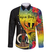 personalised-vanuatu-tafea-day-long-sleeve-button-shirt-coat-of-arms-mix-tropical-flowers