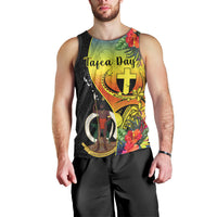 Personalised Vanuatu Tafea Day Men Tank Top Coat Of Arms Mix Tropical Flowers LT14 - Polynesian Pride