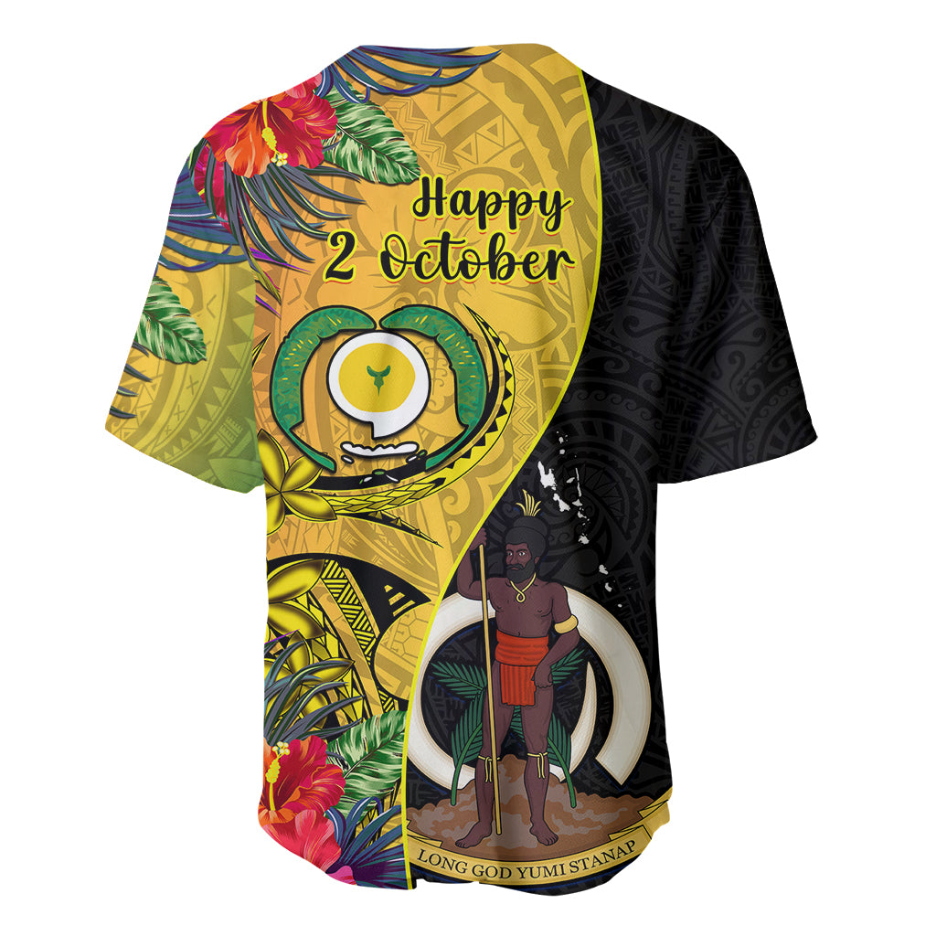 Vanuatu Torba Day Baseball Jersey Coat Of Arms Mix Tropical Flowers LT14 - Polynesian Pride