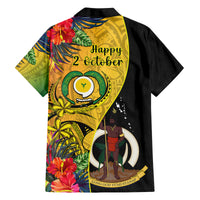 Vanuatu Torba Day Family Matching Off Shoulder Maxi Dress and Hawaiian Shirt Coat Of Arms Mix Tropical Flowers LT14 - Polynesian Pride
