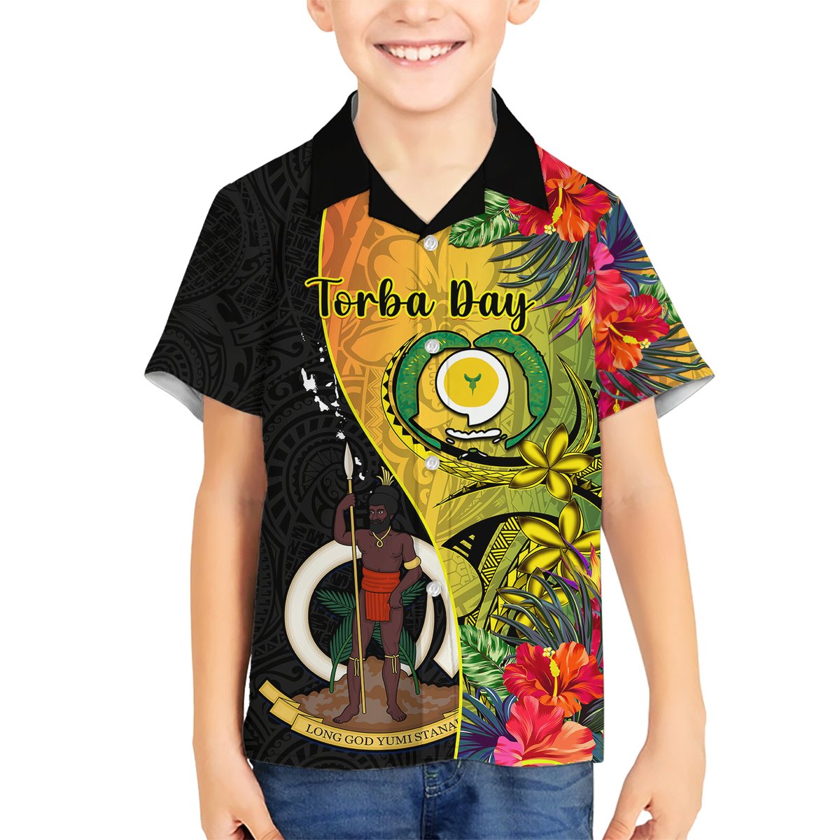 vanuatu-torba-day-hawaiian-shirt-coat-of-arms-mix-tropical-flowers