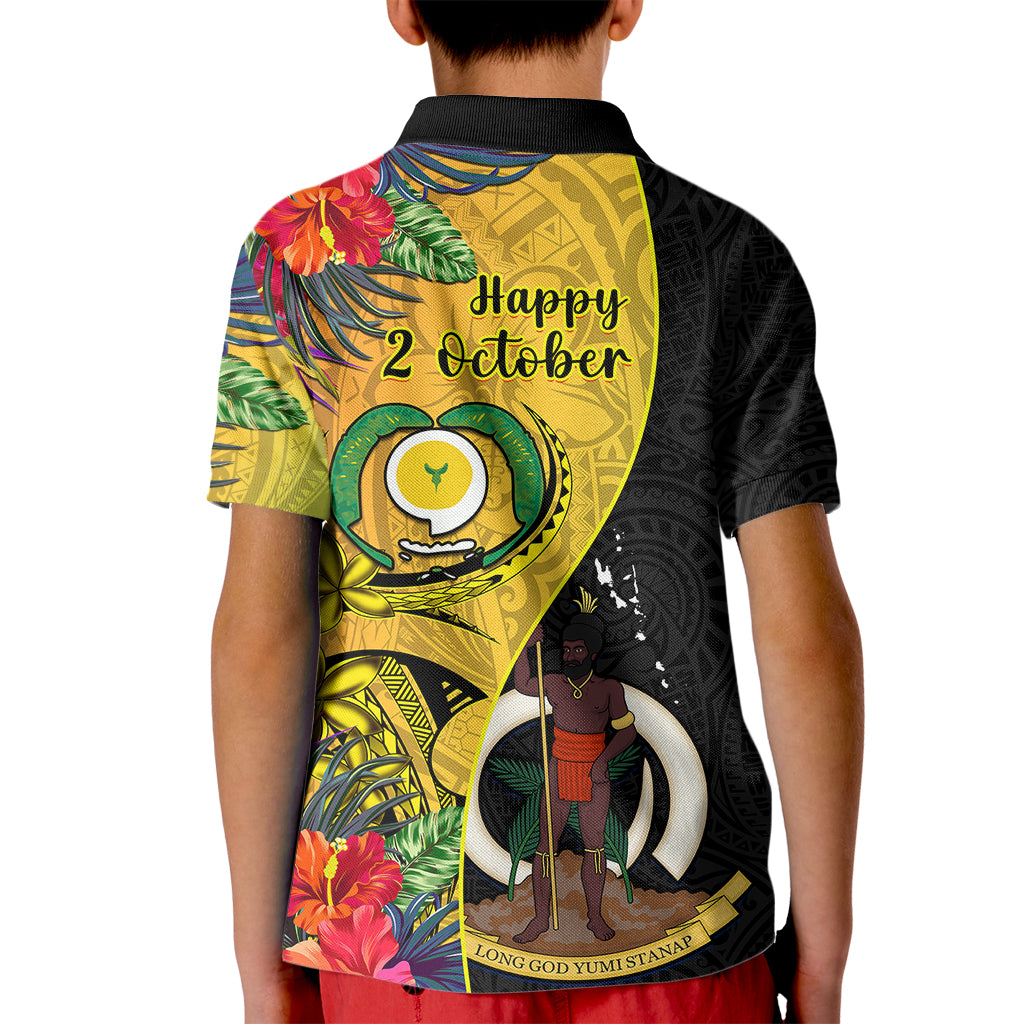 Vanuatu Torba Day Kid Polo Shirt Coat Of Arms Mix Tropical Flowers LT14 - Polynesian Pride