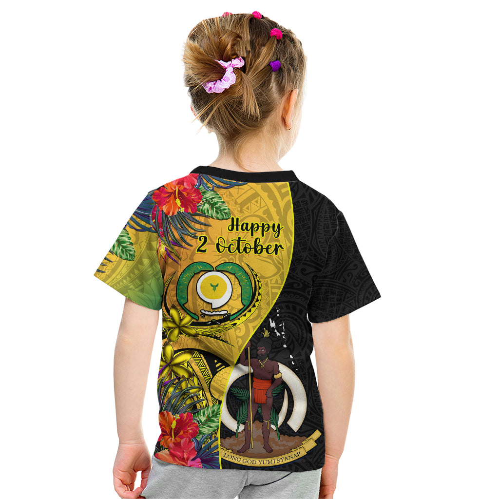 Vanuatu Torba Day Kid T Shirt Coat Of Arms Mix Tropical Flowers LT14 - Polynesian Pride