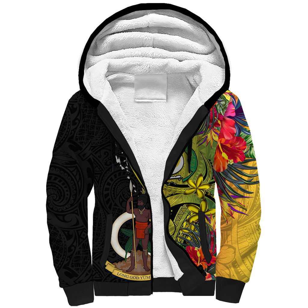 vanuatu-torba-day-sherpa-hoodie-coat-of-arms-mix-tropical-flowers