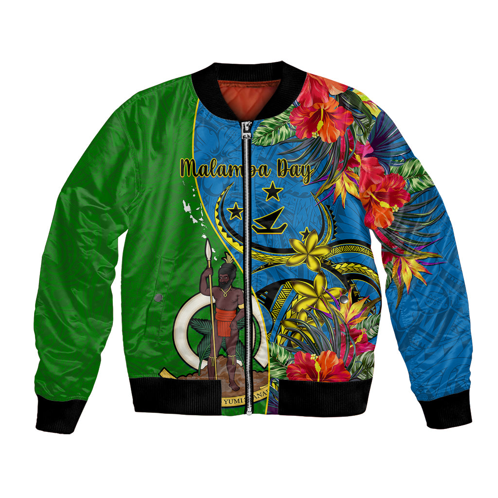 vanuatu-malampa-day-bomber-jacket-coat-of-arms-mix-tropical-flowers