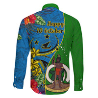 Vanuatu Malampa Day Family Matching Mermaid Dress and Hawaiian Shirt Coat Of Arms Mix Tropical Flowers LT14 - Polynesian Pride
