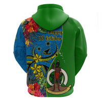 Vanuatu Malampa Day Hoodie Coat Of Arms Mix Tropical Flowers LT14 - Polynesian Pride
