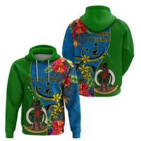 Vanuatu Malampa Day Hoodie Coat Of Arms Mix Tropical Flowers LT14 - Polynesian Pride