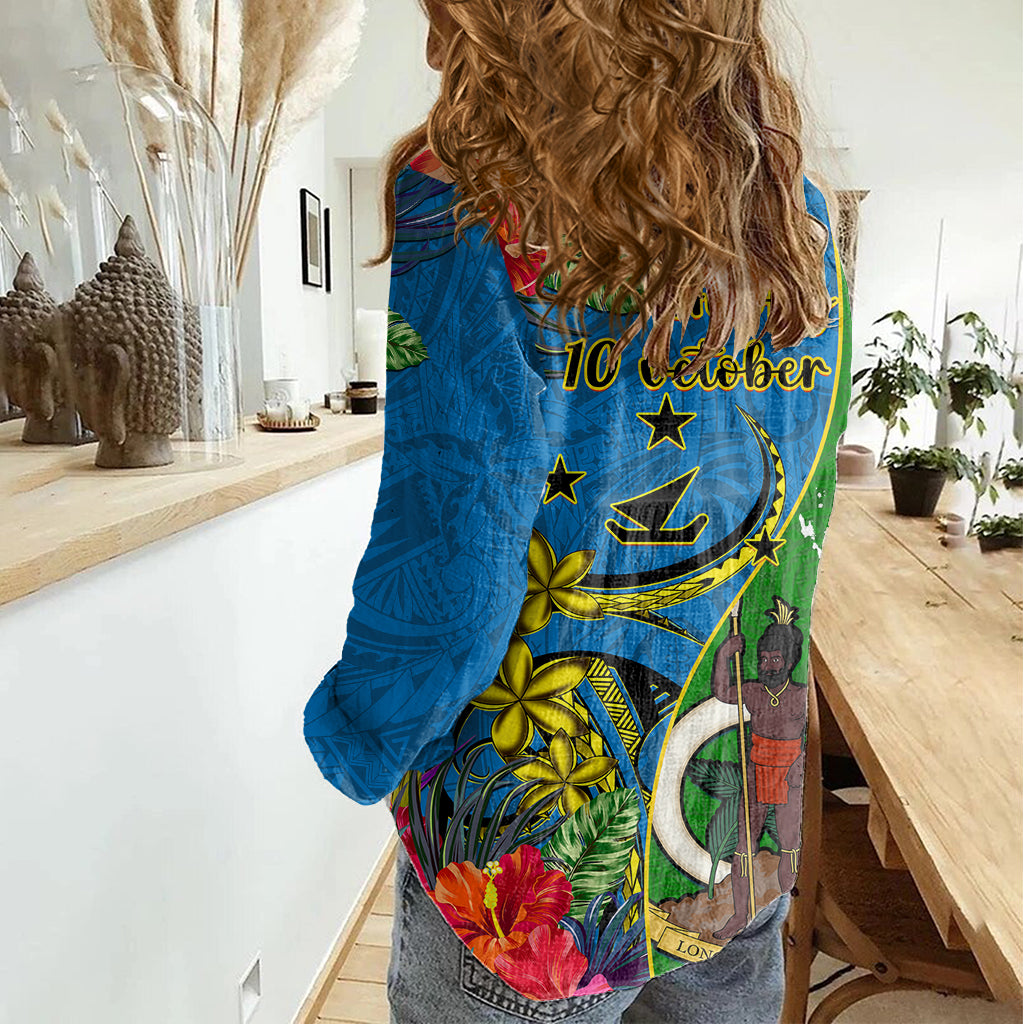 vanuatu-malampa-day-women-casual-shirt-coat-of-arms-mix-tropical-flowers