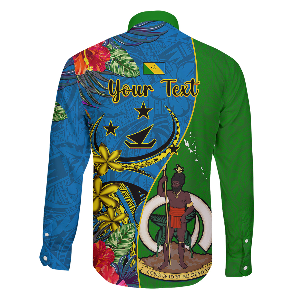 Personalised Vanuatu Malampa Day Family Matching Tank Maxi Dress and Hawaiian Shirt Coat Of Arms Mix Tropical Flowers LT14 - Polynesian Pride