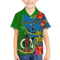 Personalised Vanuatu Malampa Day Hawaiian Shirt Coat Of Arms Mix Tropical Flowers LT14 - Polynesian Pride