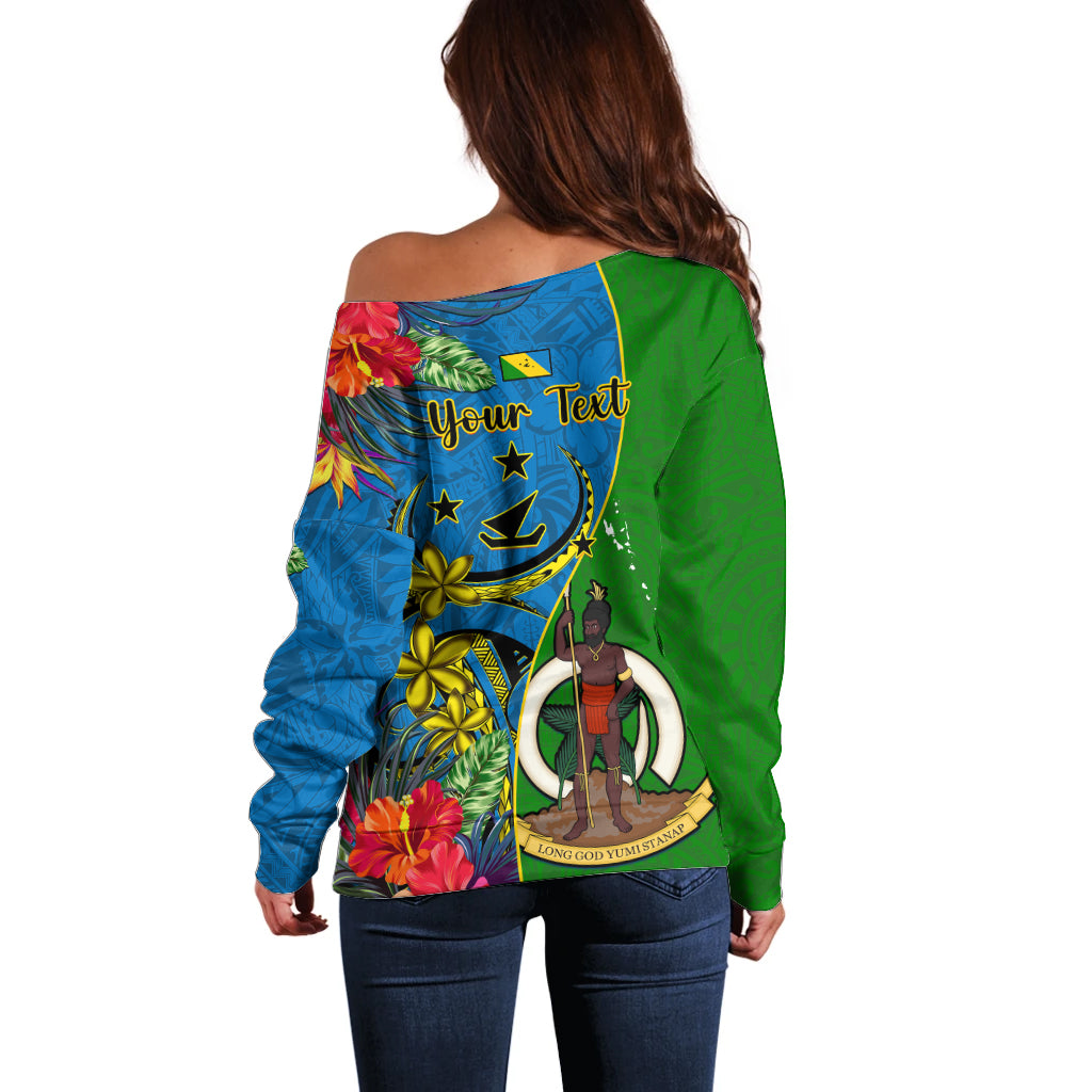 personalised-vanuatu-malampa-day-off-shoulder-sweater-coat-of-arms-mix-tropical-flowers