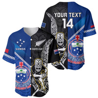 Custom New Zealand And Samoa Rugby Baseball Jersey All Black Tiki Fern Mix Manu Samoa 2023 World Cup LT14 - Polynesian Pride