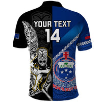 Custom New Zealand And Samoa Rugby Polo Shirt All Black Tiki Fern Mix Manu Samoa 2023 World Cup LT14 - Polynesian Pride
