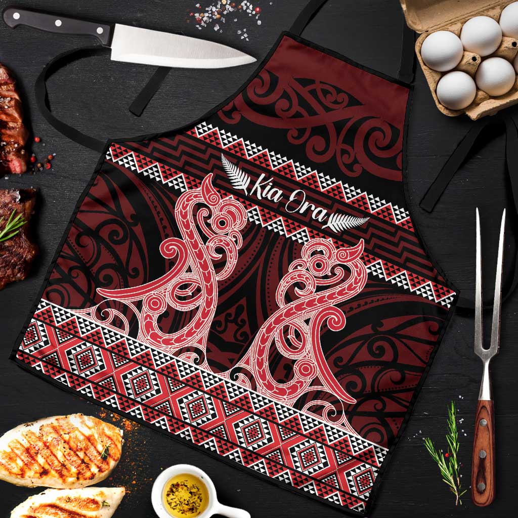 Kia Ora New Zealand Apron Maori Language Week Whero Taniko Motif - Polynesian Pride