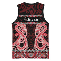 Kia Ora New Zealand Basketball Jersey Maori Language Week Whero Taniko Motif - Polynesian Pride