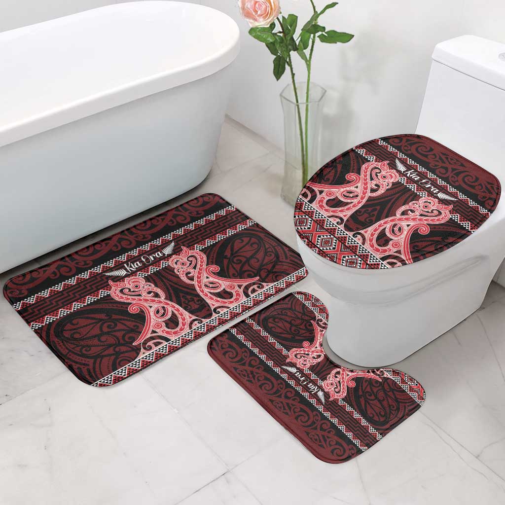 Kia Ora New Zealand Bathroom Set Maori Language Week Whero Taniko Motif - Polynesian Pride