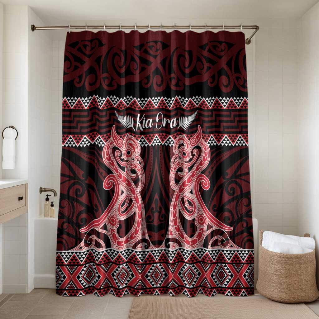 Kia Ora New Zealand Bathroom Set Maori Language Week Whero Taniko Motif - Polynesian Pride
