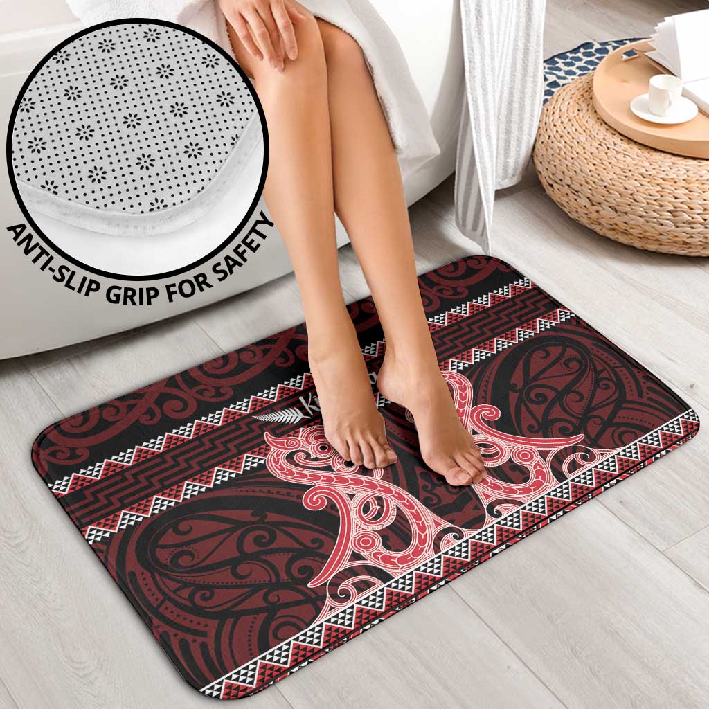 Kia Ora New Zealand Bathroom Set Maori Language Week Whero Taniko Motif - Polynesian Pride