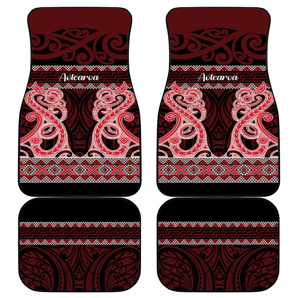 Kia Ora New Zealand Car Mats Maori Language Week Whero Taniko Motif - Polynesian Pride