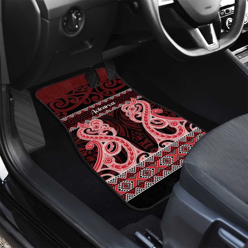 Kia Ora New Zealand Car Mats Maori Language Week Whero Taniko Motif - Polynesian Pride
