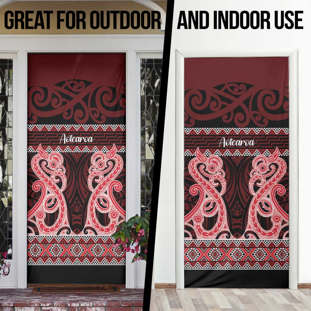 Kia Ora New Zealand Door Cover Maori Language Week Whero Taniko Motif - Polynesian Pride